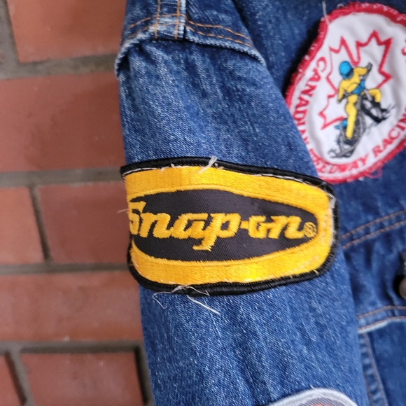 Vintage custom folk art levis denim jacket motorcycle patches paris ontario mens - Picture 4 of 8
